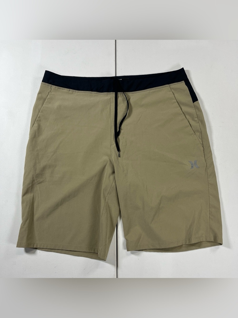 Hurley Ripstop Board Shorts Beach Swim Outdoor Pockets Drawstring Beige Men’s M
